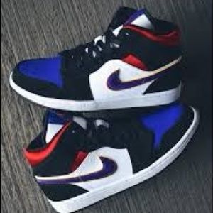 Jordan Shoes - Air Jordan 1 mid top 3 lakers satin toe Jordan Shoes - Air Jordan 1 mid top 3 lakers satin toe